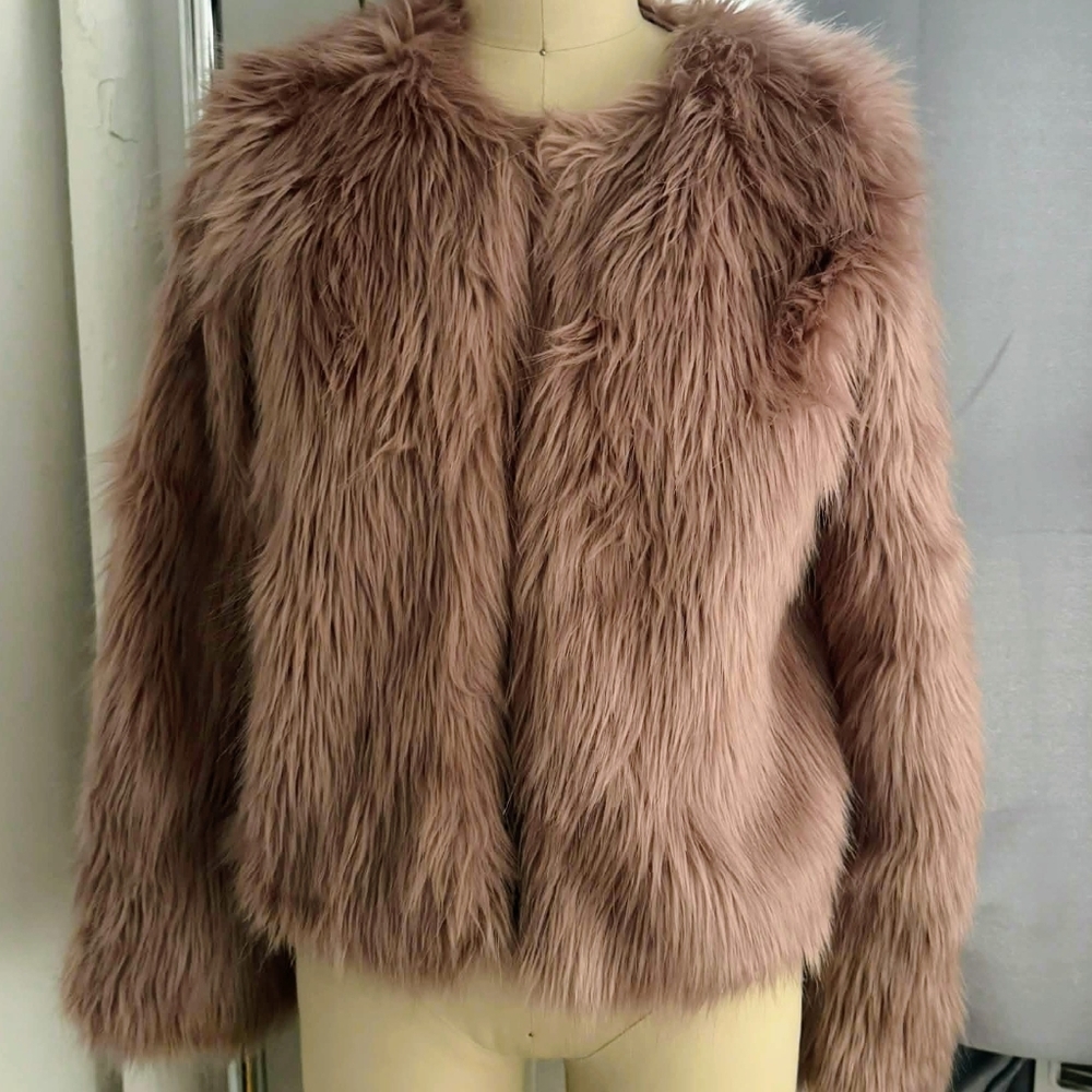 Forever 21 Women's Teddy Jacket - Small Unusual Pink/Brown Color